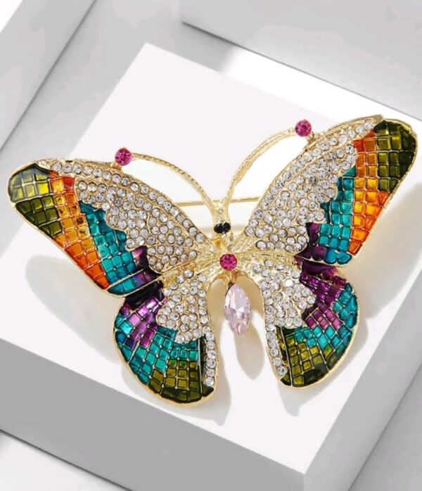 Rhinestone Butterfly Brooch