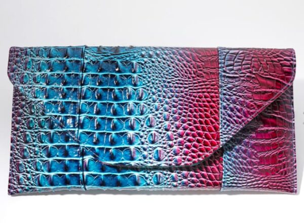 Oversize Blue-Purple Crocodile Clutch