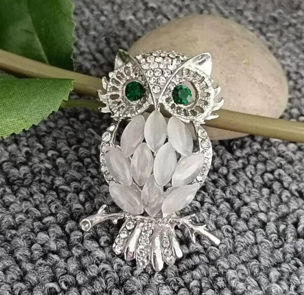 Rhinestone Owl Brooch