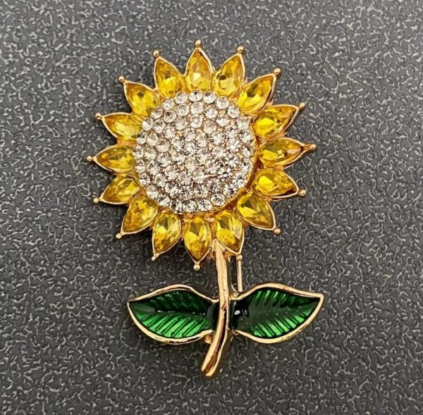 Rhinestone Sunflower Brooch