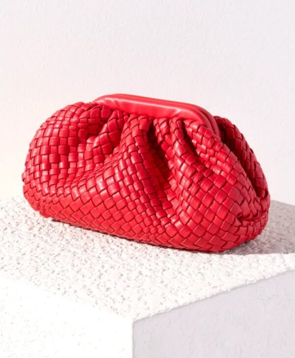 Red and Silver Basket Weave Clutch