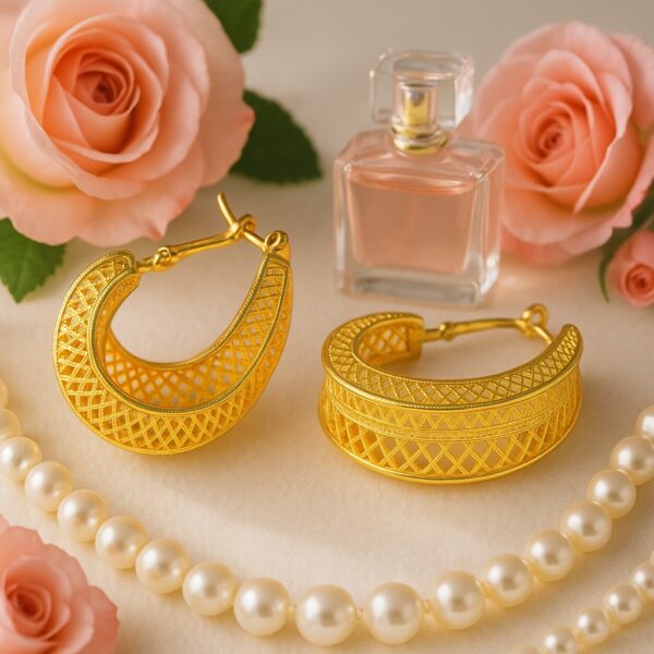 Wide Handcrafted Gold Hoops