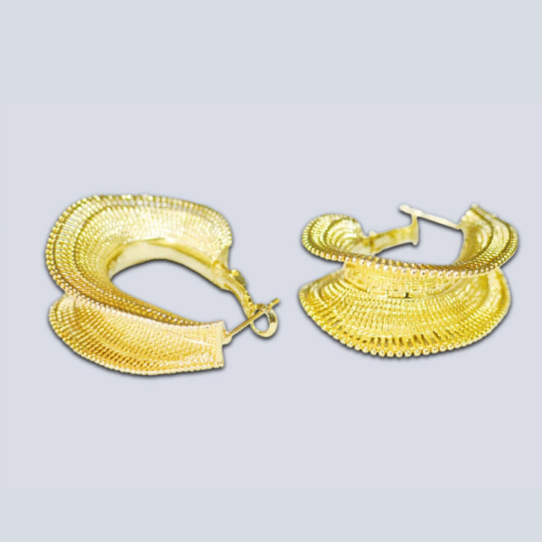 Handcrafted Intricately Flared Gold Hoops