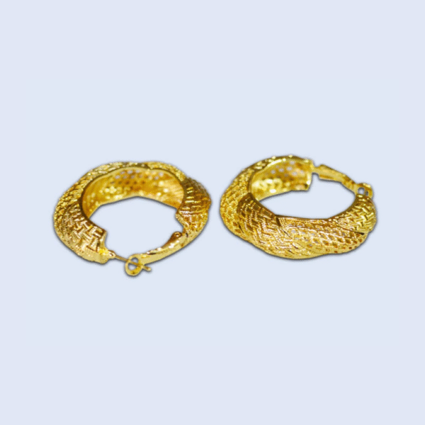 Round Designed Gold Hoops