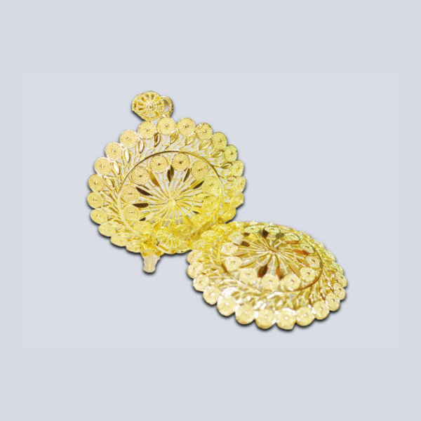 Round Shape Diamond Cut Gold Earrings