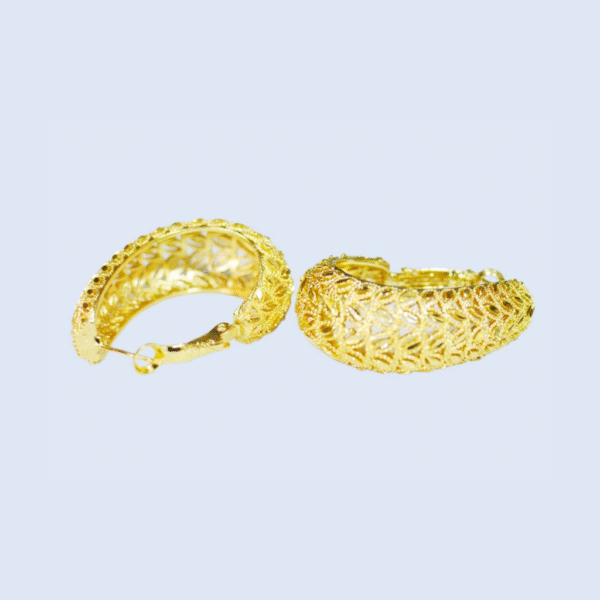 Floral Diamond Cut Wide Gold Hoops