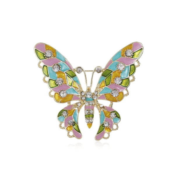 Pink Multi-color Rhinestone Brooch