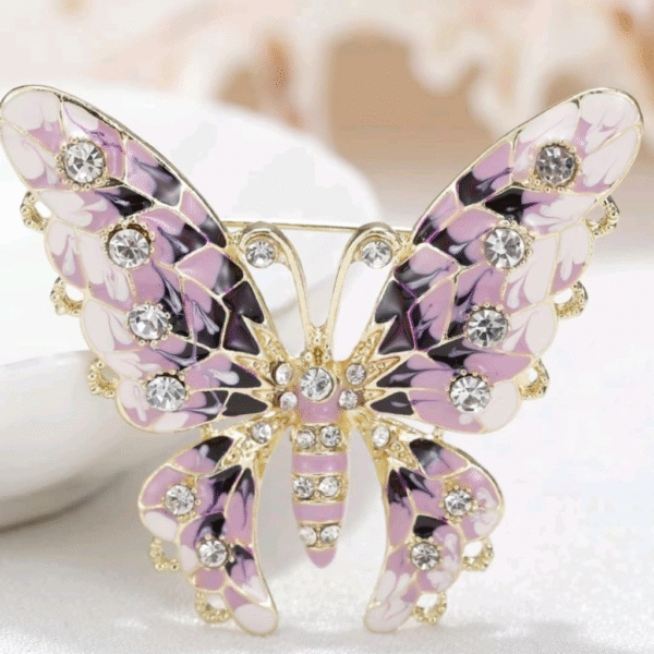 Purple Multi-color Rhinestone Brooch
